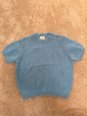 Doen Sky Blue Short-Sleeve Crewneck Sweater